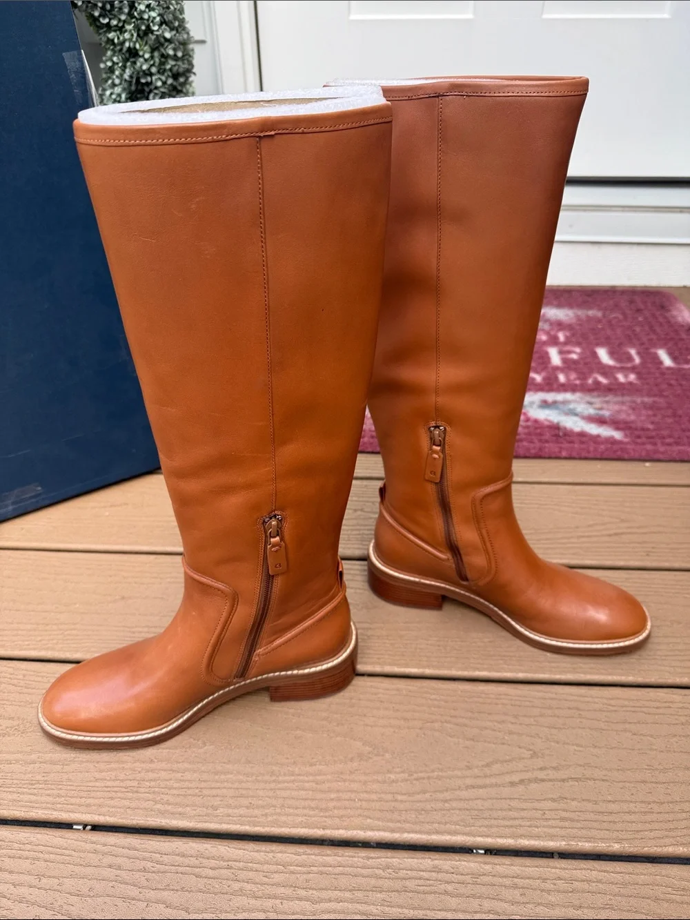 Cole Haan Women's Silvana Tall Buckle Boots, British Tan Leather, 7.5-B US
